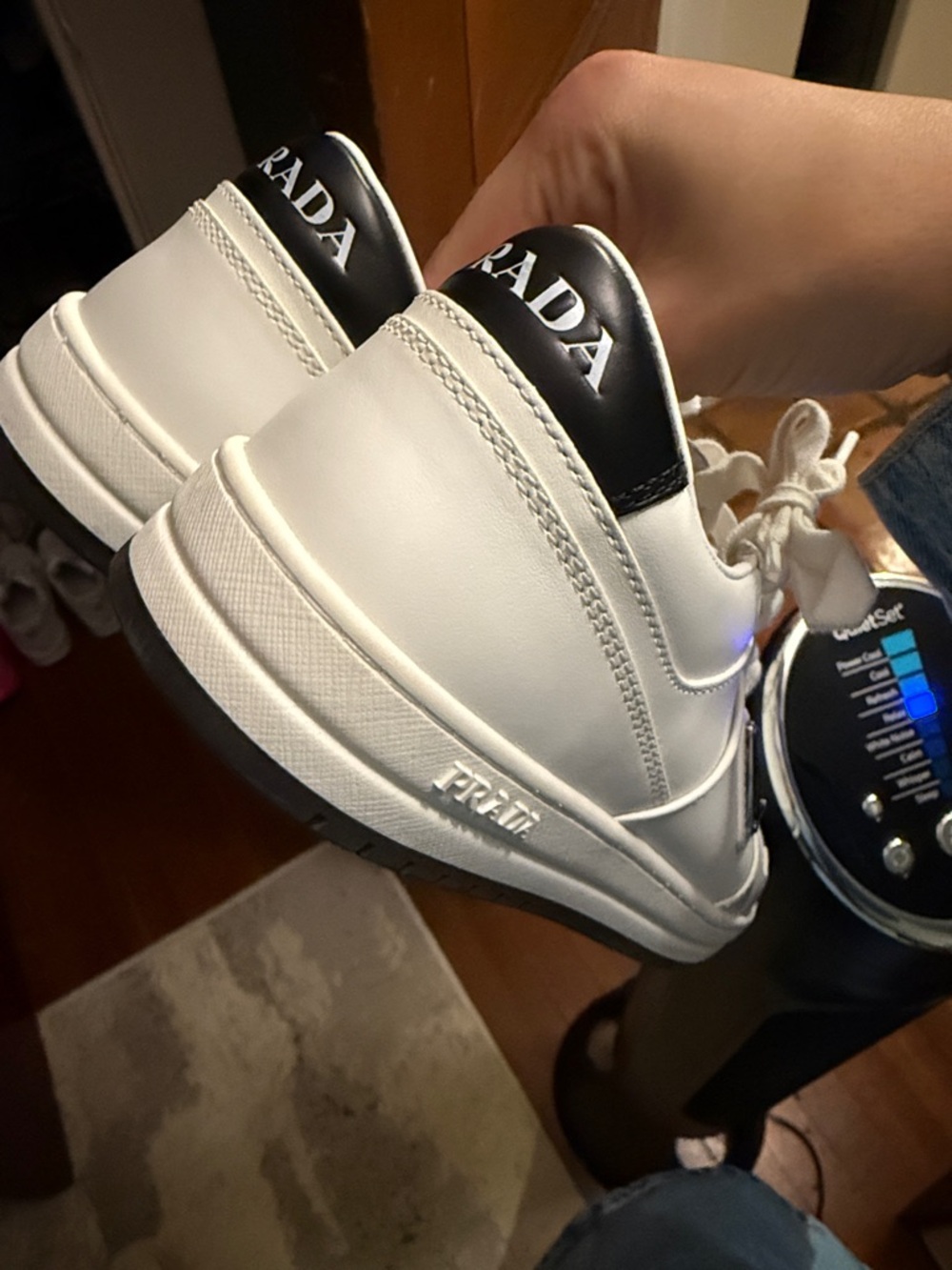 Prada Downtown White Leather Low-Top Sneakers - Picture 4 of 6
